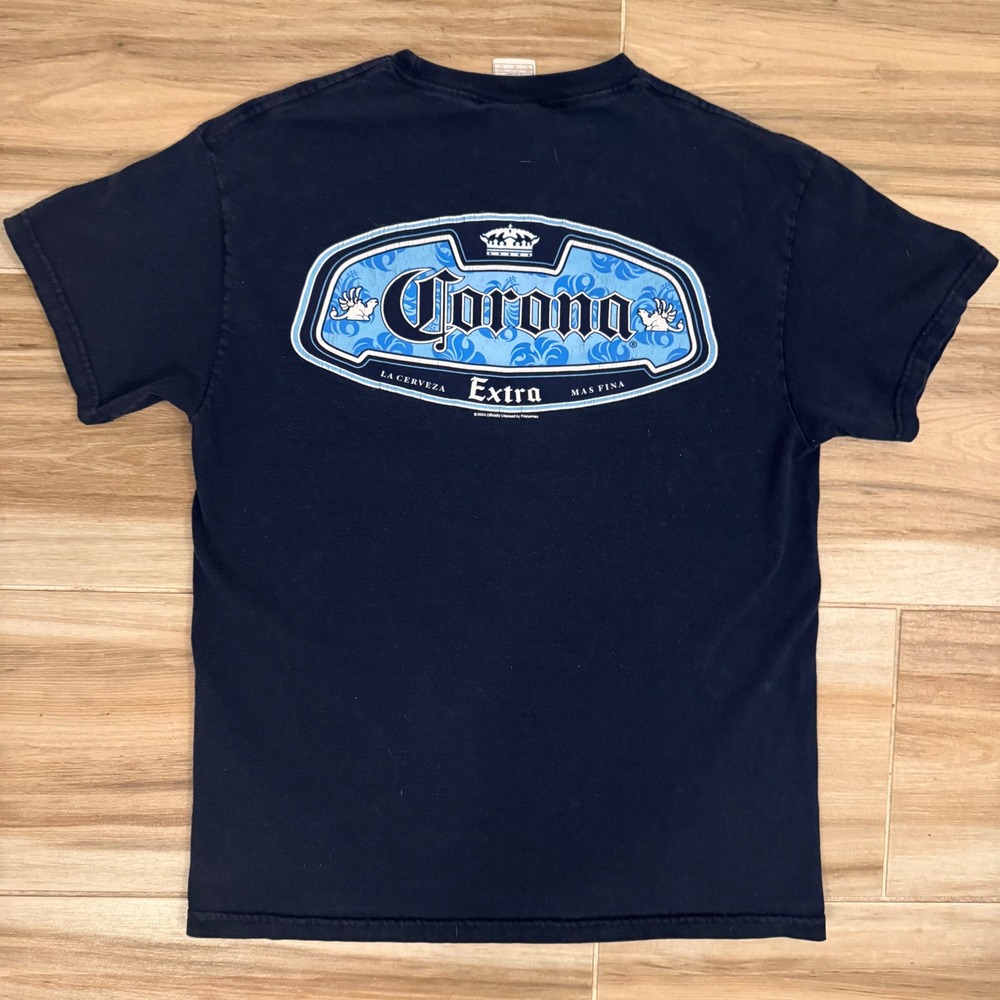 Vintage 2004 Corona Extra T Shirt Navy Blue Tennessee River Graphic Mens Medium